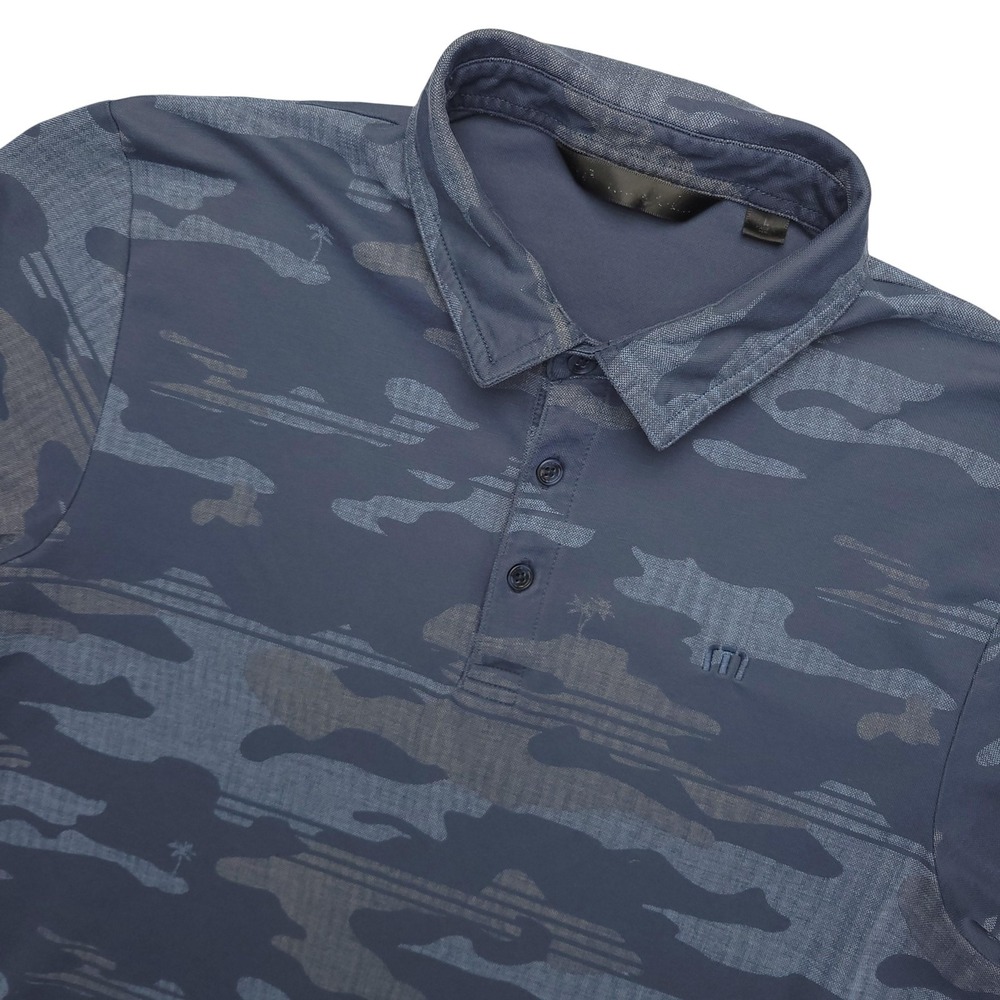 Travis Mathew Polo‎ Shirt Mens Large Gray Camo Bonita Bay Golf Stretch Top